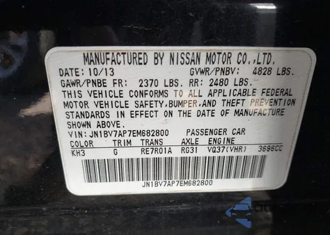 2014 Infiniti Q50 from USA, damaged, VIN JN1BV7AP7EM682800